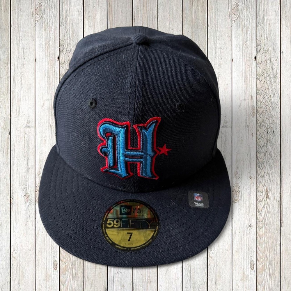 New Era Mens Houston Texans H-Town Fitted Hat Navy Blue 59FIFTY NFL Size 7